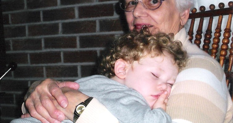 Mom with great grandson, Patrick, after her move to be nearer to us in her 80s