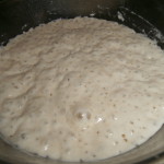 The flour, water, and yeast in this simple starter will be bubbly by morning!