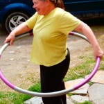 While the bread is rising what else is there for Nancy to do but hoola hoop on the patio???  :)