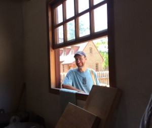 Darrell watching from the armoury kitchen window (still smiling since he had no idea what I was scheming up)
