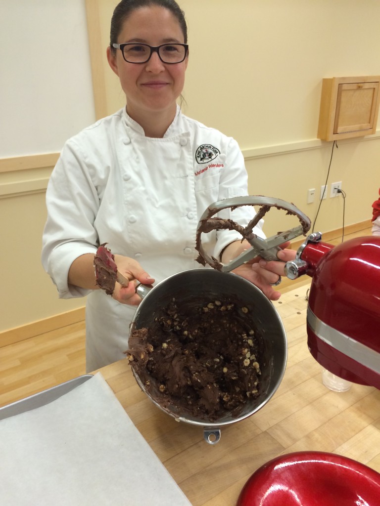 This is Melanie!  She's showing us chocolate biscotti dough but the consistency is similar to these ones!