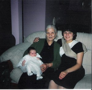 My grandmother and me with baby Cori (1989)