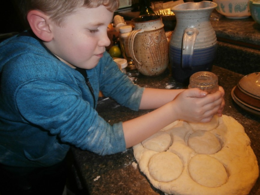 here's little Patrick!  Even  an 8 year old can make biscuits!  